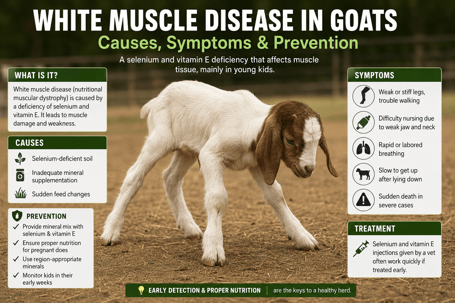White Muscle Disease in Goats: Causes, Symptoms and Prevention